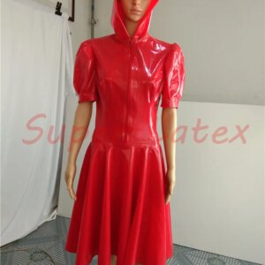 Red Latex Dress Sexy Latex Dress With Hat Scarlet Swing Dress