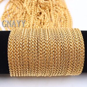 10meter Lot Gold-Plated Stainless Steel 6mm Wheat braid Chain jewelry finding Marking Chain DIY