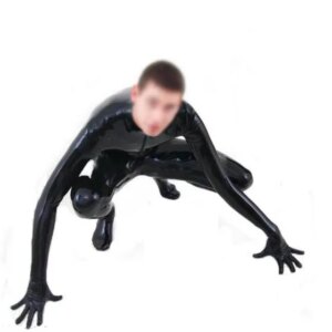 Black front zipper latex suit Unitard Sexy Zentai overall Latex Catsuit feet socks gloves rubber catsuit zentai plus size