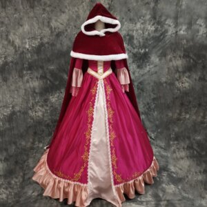 Cartoon Beauty And Beast Belle Cosplay Costume Adult Bella Princess Long Dress Cloak Women Christmas Halloween Stage Party Dress