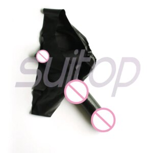 Suitop Moulded rubber Latex briefs with 2 Solid penis(one penies inside ,another outside)Whole sale 12pcs