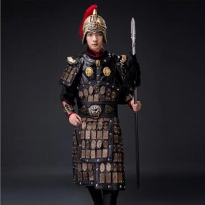 Film TV Warrior Uniform helmet Garment Theatre Group Performed Costume Armor Antique General Armored Outfit Military Costume
