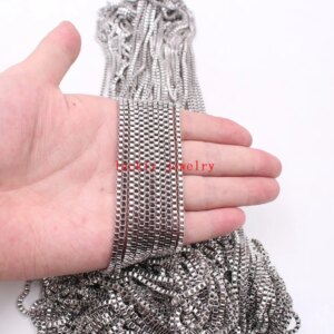 100 meters lot stainless steel Fashion box chain womens mens necklace 2.5mm