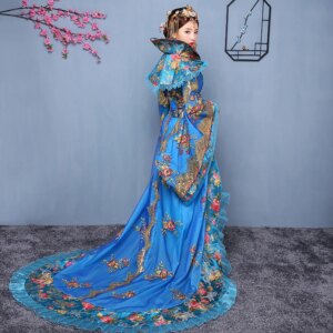 China Ancient Han Tang Ming Dynasty wedding dress Royal Palace Queen Princess Fairy Costume Dance beautiful tail Costume Pink