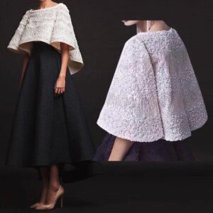 Mother Of The Bride Dresses With Cape Wraps Luxurious Pearls Beading Black Asymmetric Wedding Evening Party Guest Wear