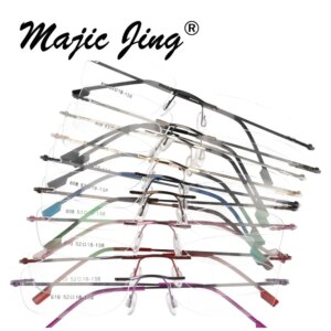 Magic Jing Rimless Memory Metal Hinged Optical Frames Eyeglasses Spectacles 50 Pieces /Lot   808