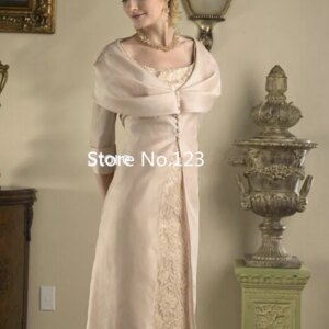 Champagne Mother Of The Bride Dresses Sheath Lace With Jacket Short Wedding Party Dress Mother Dresses For Wedding Customized