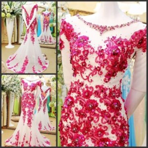Custom Made 100% Real Photo Mermaid Tulle Lace Beaded Crystal Sexy Luxury Evening Dresses 2021 Party Prom Evening Gown DF70M