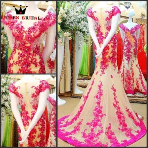 V-neck Cap Sleeve Lace Beading Sexy Long Mermaid Evening Dress Caftan 2021 New Fashion Floor Length for Party Dress EX31