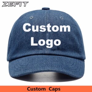 Custom Denim Baseball Good Fabric Embroidery Brand Logo Men Ladies Casual Jeans Dad Hat Women Solid Color Dead Cotton Caps