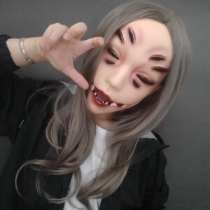 (LI)Female Resin Half Head Kigurumi Crossdress Cosplay Japanese Anime Role Monster Mask Without Eyes
