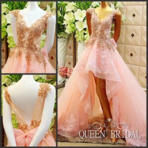 vestidos de festa front short long back  lace applique beaded celebrity dresses 2021 women famous evening gown designers XA16