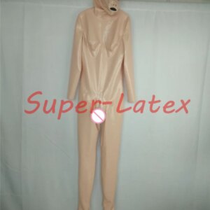 Latex Catsuit With nose tube red teeth Zip Hidden SHEATH Customized(Do not including gloves)