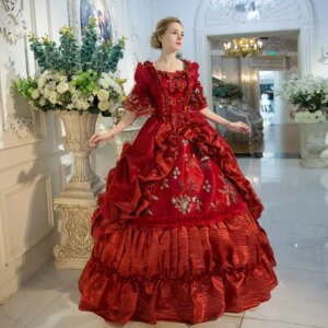 100%real wine red bowknot venice carnival ball gown Medieval Renaissance Gown queen Victorian dress/Marie Antoinette/ Belle ball