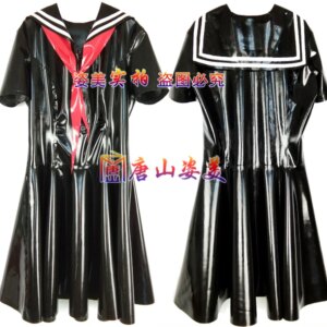 Latex Dress SUMMER Dress Women with red scarf Summer Student Dress