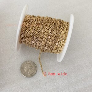 50meter/ Roll  Thin  2.4mm Stainless Steel Flattened Link Chain Jewelry Finding /Marking Chain Strong