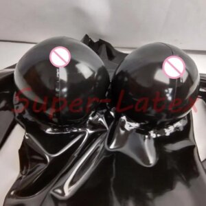 LATEX CATSUIT with inflatable breast cross-dress 0.4mm
