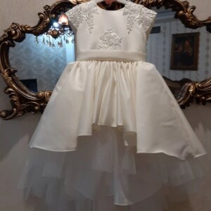 Princess Party children’s Dress  Detachable Bowknot  Girl Flower Elegant Tulle Satin Toddler Kids Gown