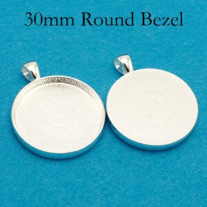 Custom Order: 3500 pcs – 30mm Pendant Tray, Silver Plated 30mm Round Pendant Setting