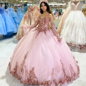 Sparkly Pink Sequin Quinceanera Dresses Charro Glitter Princess Vestidos De 15 Quinceañera Luxury Fifteen Birthday Customiezd