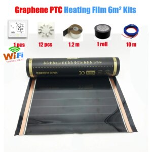 6m2 Warm Floor Kits Energy Saving High Quality PTC Graphene Heating FIlm 240W Carbon Foil Self Regulating No Overheating