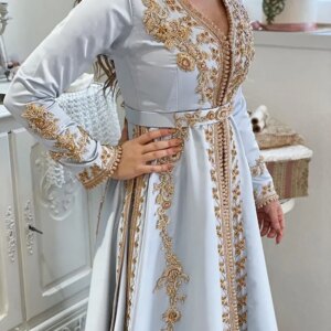 Customized Moroccan Caftan Evening Dresses Beads Hand Work Muslim Evening Dress Arabic Abaya Formal Dress robe de soiree платье