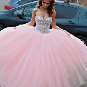 2025 Pink Quinceanera Gown Tulle Sequin 15 Anos Flowers Fluffy Dresses Sweet 18 Vestidos Elegant Long Prom Party Dress