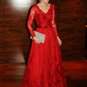Red Mother Of The Bride Dresses A-line Long Sleeves Appliques Beaded Plus Size Long Groom Mother Dresses Wedding Customized