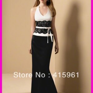 Sexy Black And White Halter Lace vestido madrinha Long 2025 evening Dresses robe demoiselle d’honneur wedding guest dress