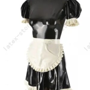 Latex Rubber Gummi Maid Servant Uniform Dress skirt apron customized 0.4mm