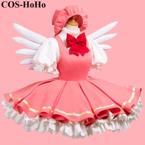 COS-HoHo Anime Cardcaptor Sakura Kinomoto Sakura Game Suit Lovely Dress Uniform Cosplay Costume Halloween Party Outfit Women NEW