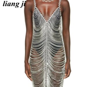 Sexy Crystal Skirt chain Body Chain Bikini Three Point thong Underwear Chain Body Jewelry underwear Sling grid Chest Chain
