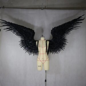 catwalk model large cosplay holiday party men’s wings Sexy Black feather wing devil angel Halloween wings stage show prop