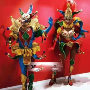 Stage Performance cosplay party outfit Carnival Halloween High-end Parade Venice Gold Clown Costumes