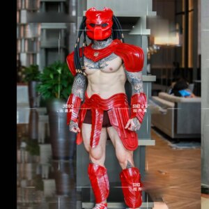 Commercial muscle men’s clothing model costume Jag warrior red armor cosplay bar halloween costumes
