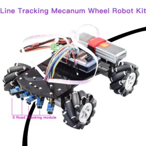 Line Tracking Smart RC Mecanum Wheel Robot Car Omni-Directional for Arduino with 12V Encoder Motor DIY Project STEM