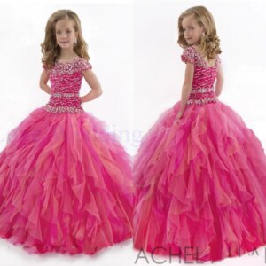 2025 New custom made Perfect Flower Girls’ Dresses Ball Gown Beads Ruffle Layered Organza Girl Pageant Gowns Custom Party Dress