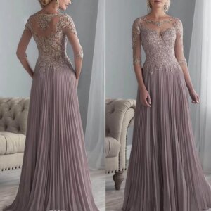 2025 Vestido De Madrinha Beaded Lace Mother of The Bride Dresses Plus Size Chiffon Half Sleeves Evening Party Gowns For Wedding