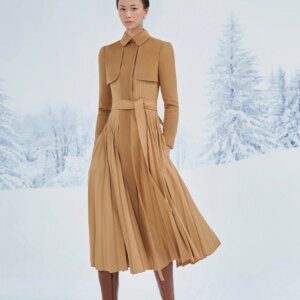 tailor shop winter cashmere wool pleat  coat dress swing skirt plus size unique outfit