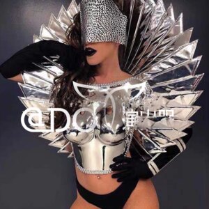 Future show nightclub GOGO mirror cyber technology special-shaped show suit costume
