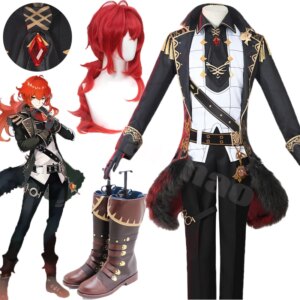 Games Outfit Diluc Genshin Impact Cosplay Uniform Anime Diluc Wigs Ragnvindr Cosplay Costume Noble Uniform Cosplay Clothes