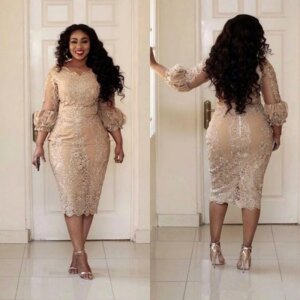 Plus Size Mother Of The Bride Dresses Sheath 3/4 Sleeves Tea Length Appliques Short Groom Mother Dresses For Weddings Customized