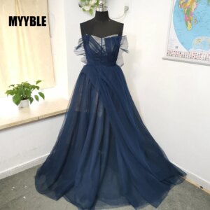 Customized Verngo Navy Blue Sexy Asymmetrical Scalloped Formal Evening dresses Long Elegant Prom Gowns Party Vestido De Festa