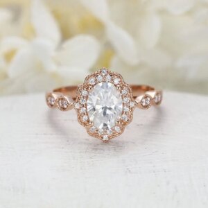 CxsJeremy Oval Cut 6*8mm 1.5ct Moissanite Engagement Rings 14K Au585 Rose Gold Wedding Band for Women Bridal Anniversary Gift