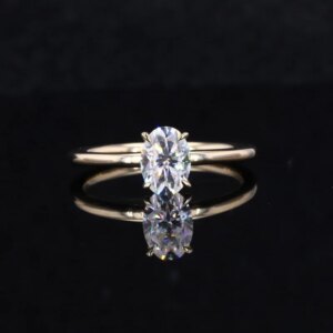 10K Yellow Gold Engagement Wedding Band Diamond Moissanite Ring Jewelry For Women 1 Carat Oval Brilliant Cut DEF Color 5*8mm