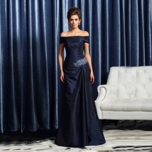 Navy Blue Mother Of The Bride Dresses A-line Off The Shoulder Appliques Plus Size Long Groom Mother Dresses Wedding Customized