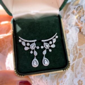 Aazuo Fine Jewelry 18K Pure White Gold Fashion Jewelry Real Diamonds 1.0ct Fairy Stud Earring Party Hot Sell For Woman Au750