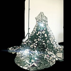 Women GoGo Party Dress Silver Mirror Cloak Dance Costume Men Bar Rave Nightclub Mirror Costume Show Performance Clothing