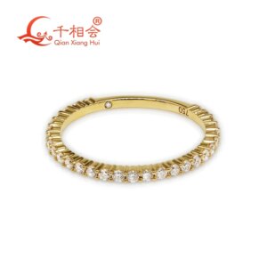 18K real Gold 3/4 Eternity Ring D Color 1.5mm round Moissanite Band for Women Engagement Wedding Party Jewelry