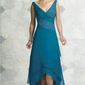 High Low Mother Of The Bride Dresses A-line Tea Length Chiffon Beaded Plus Size Long Groom Mother Dresses For Wedding Customized